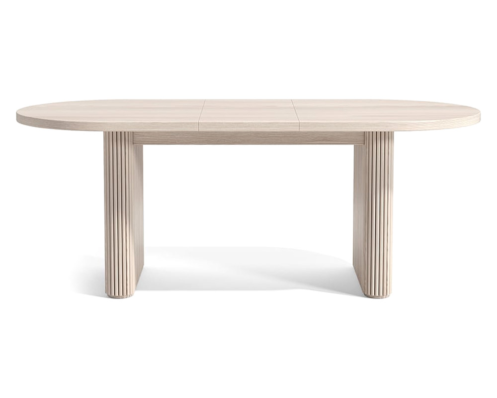 HMR Dining Set 63"-79" Japandi Oval Extendable Dining Table Whitewash with Chairs - White, With 4 Chairs, Style A