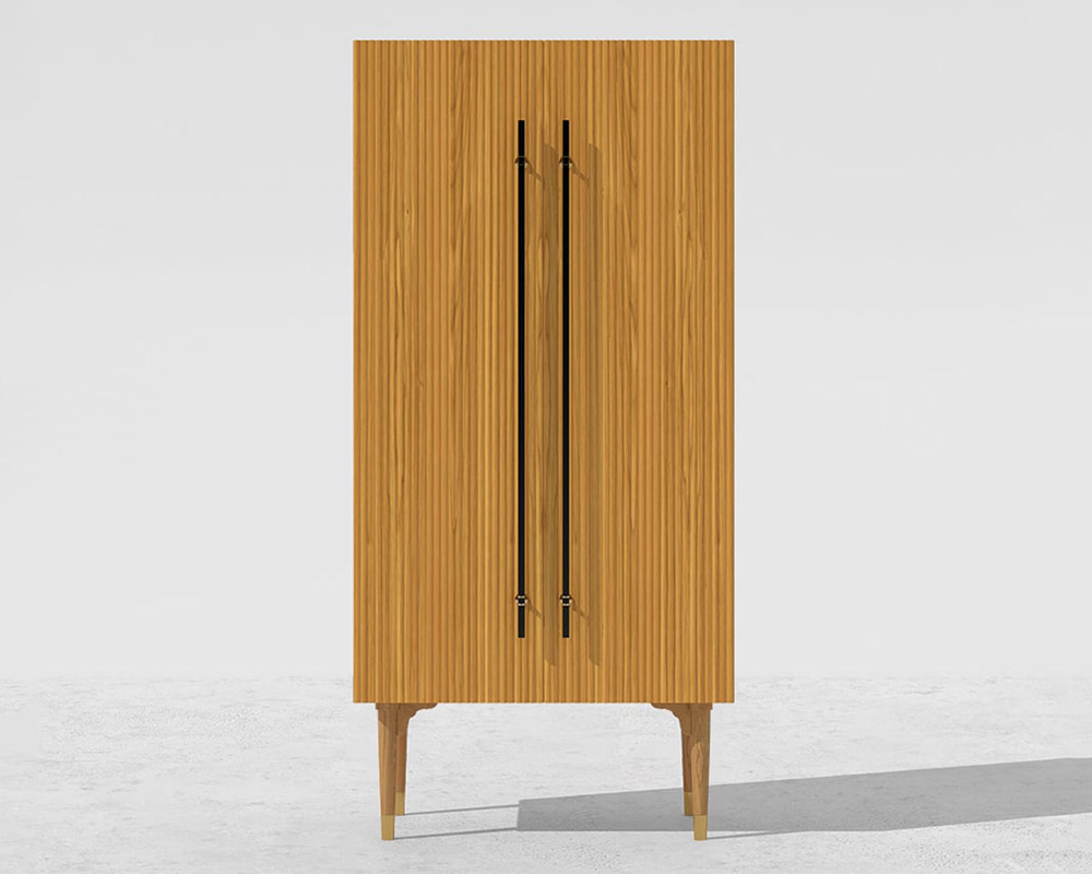 HMR - Fluted Armoire Wardrobe Closet Clothing Organizer Cabinet with 2 Doors
