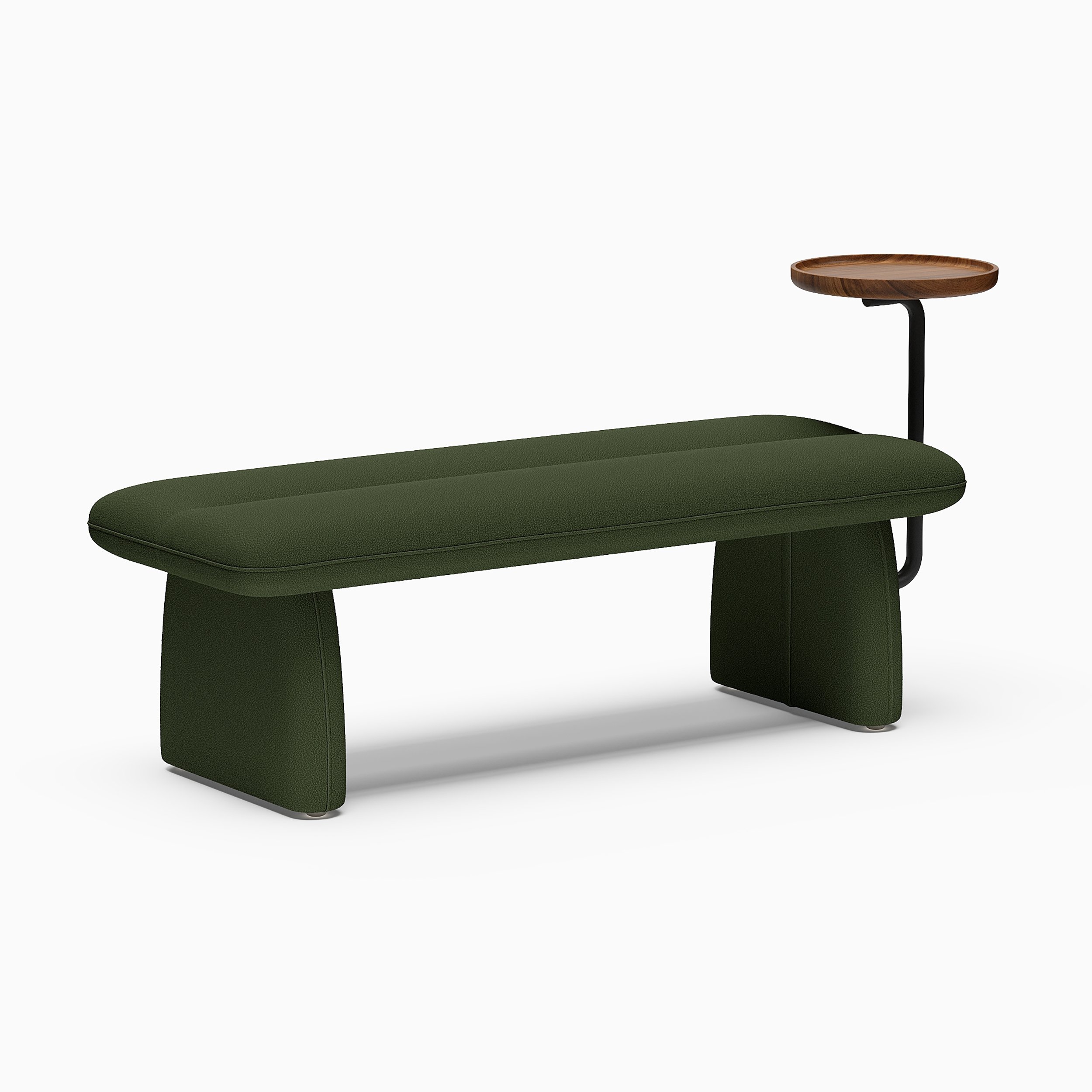 HMR - 54" Modern Green & Teak Entryway Bench with Tray