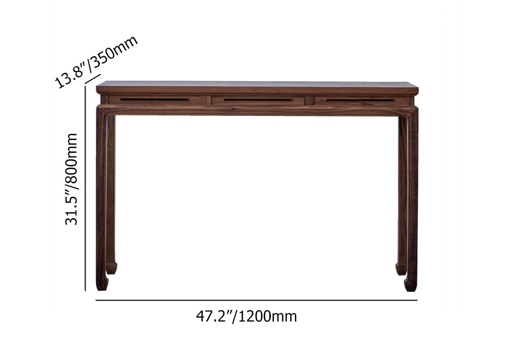HMR - 47.2" Mid Century Modern Console Table Walnut Solid Wood Entryway Table with 4 Legs