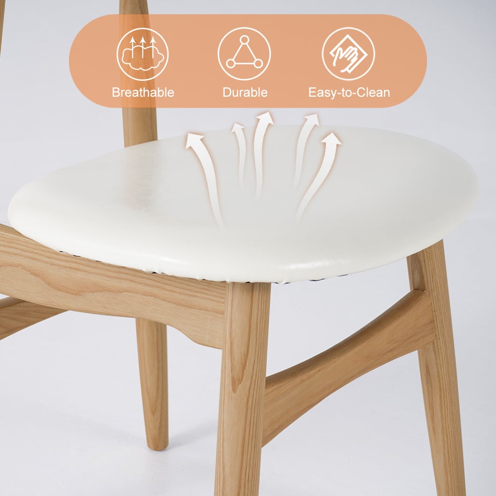 HMR Dining Set 63"-79" Japandi Oval Extendable Dining Table Whitewash with Chairs - White, With 4 Chairs, Style C