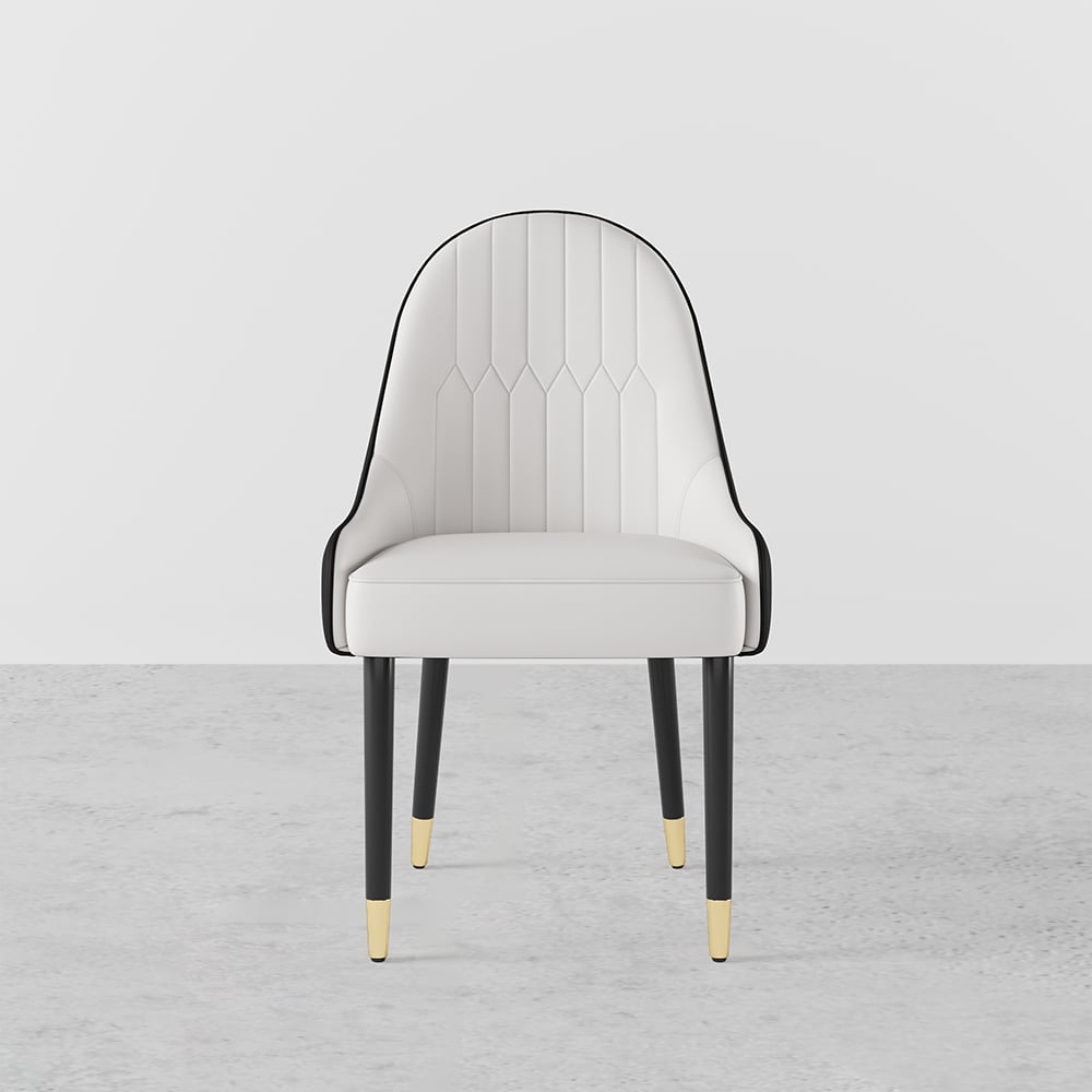 HMR Darg Series Modern PU Leather Upholstery Dining Chairs - White/Black, Set of 8
