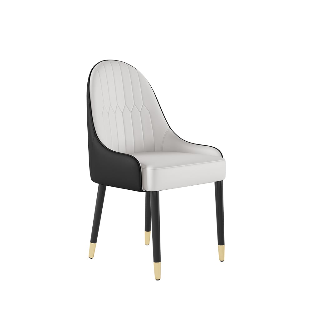 HMR Darg Series Modern PU Leather Upholstery Dining Chairs - White/Black, Set of 8