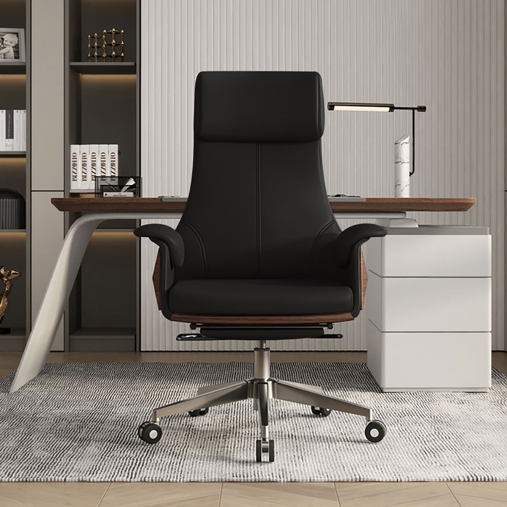 HMR Modern Rectangular Writing Desk & Office Desk Chair Set High Back - Black, 70.9"L x 31.5"W x 29.5"H