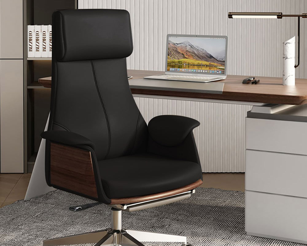 HMR Modern Rectangular Writing Desk & Office Desk Chair Set High Back - Black, 70.9"L x 31.5"W x 29.5"H