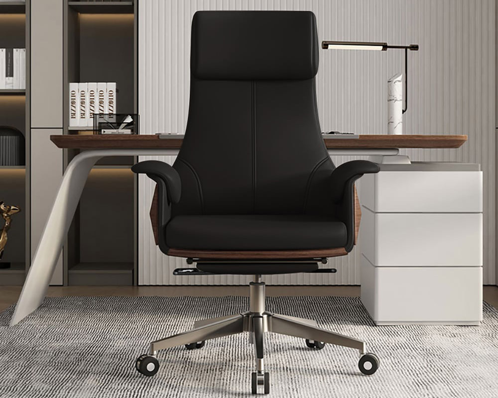 HMR Modern Rectangular Writing Desk & Office Desk Chair Set High Back - Black, 70.9"L x 31.5"W x 29.5"H
