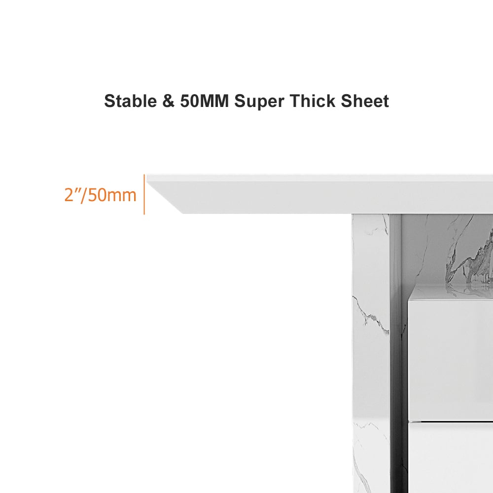 HMR Modern Home Office Desk with Movable File Cabinet - White, 70.9"