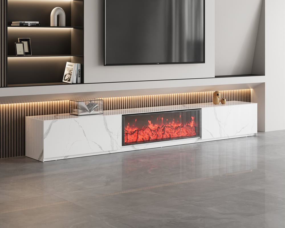 HMR - Electric Fireplace TV Stand with 2 Drawers
