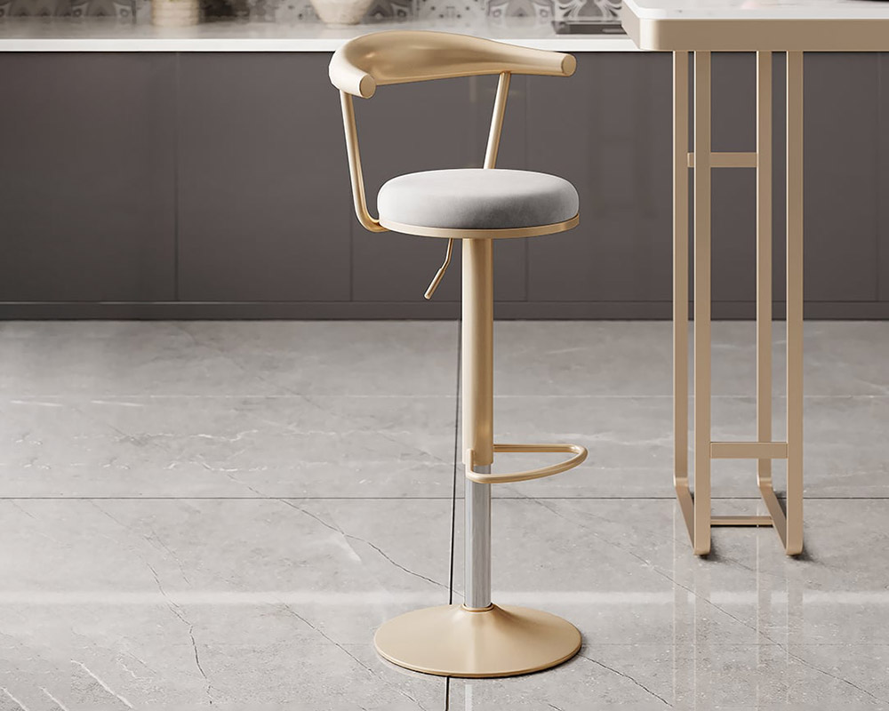 HMR Modern Adjustable Swivel Bar Stools with Velvet Upholstery (Set of 2) - Gray