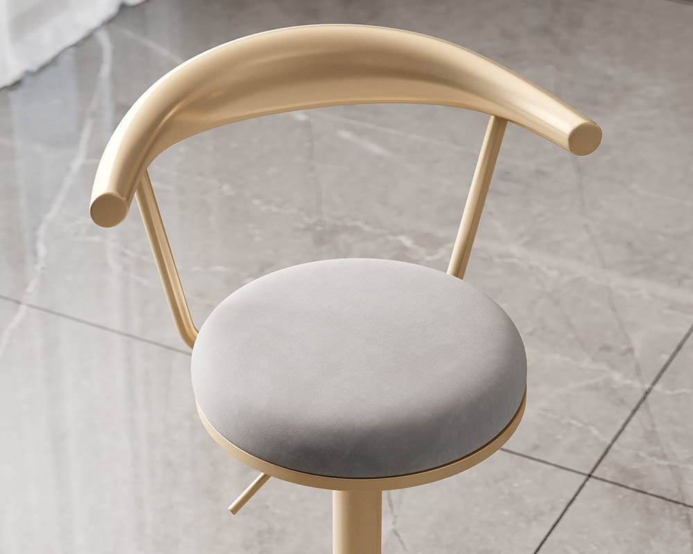 HMR Modern Adjustable Swivel Bar Stools with Velvet Upholstery (Set of 2) - Gray