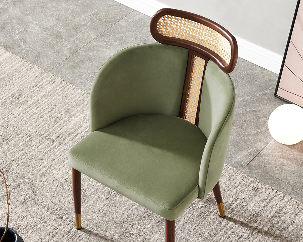 HMR - Mid-Century Modern Dining Chairs with Velvet Upholstery (Set of 2)