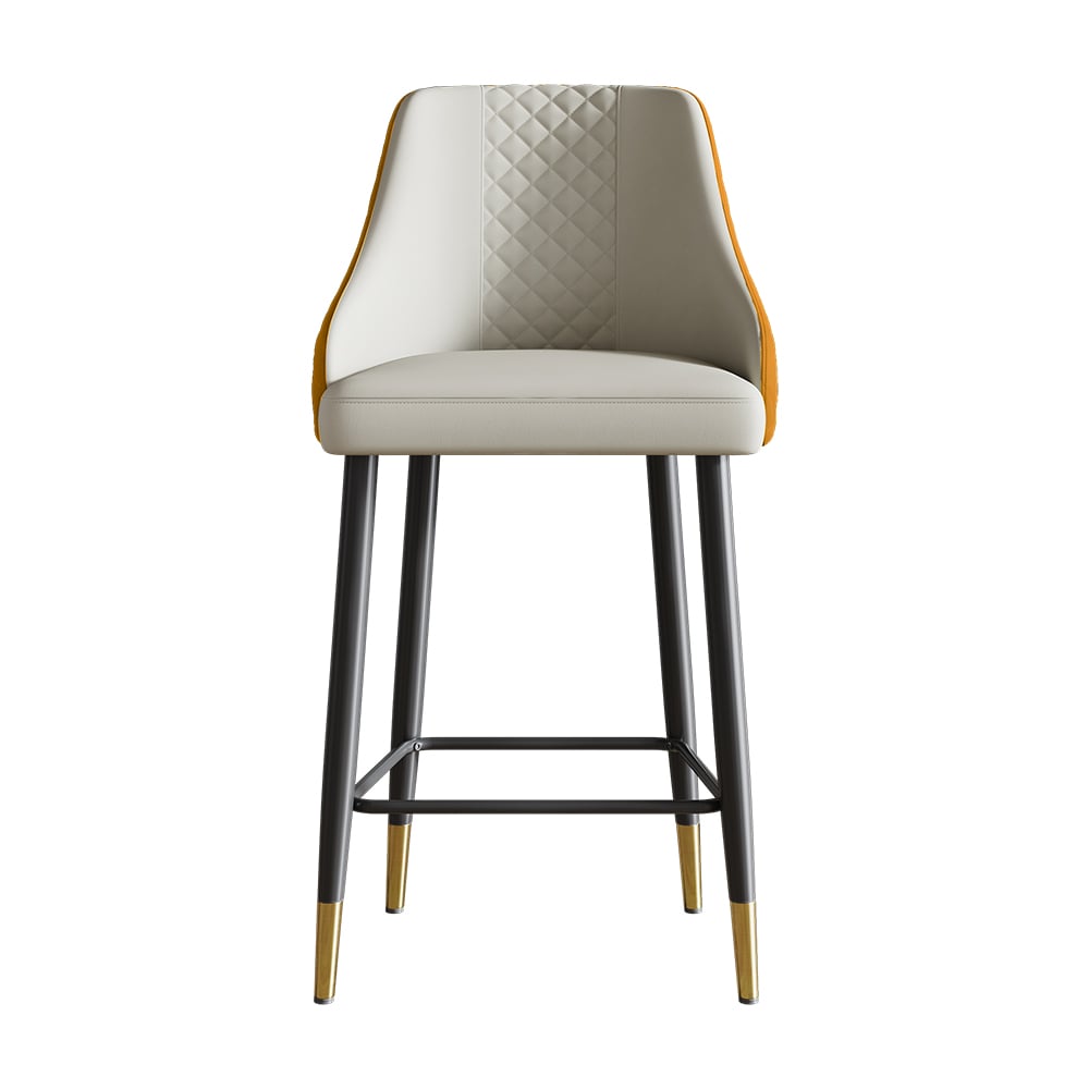 HMR Diamic Series Modern Counter Stools with PU Leather Upholstery - Orange, 8-Pieces