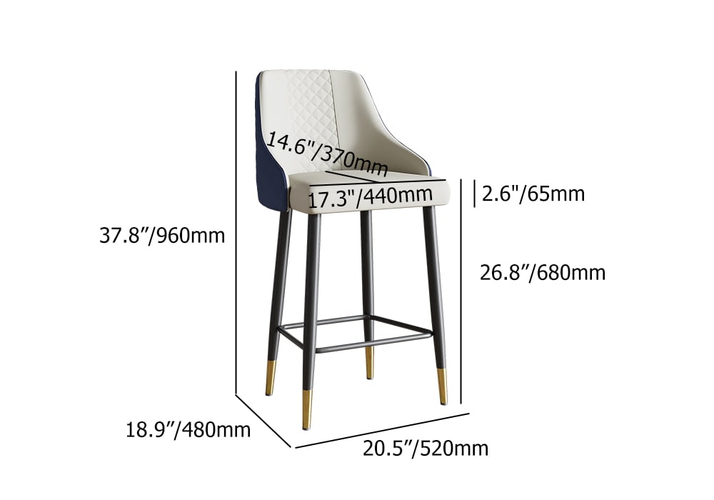 HMR Diamic Series Modern Counter Stools with PU Leather Upholstery - Blue, 6-Pieces
