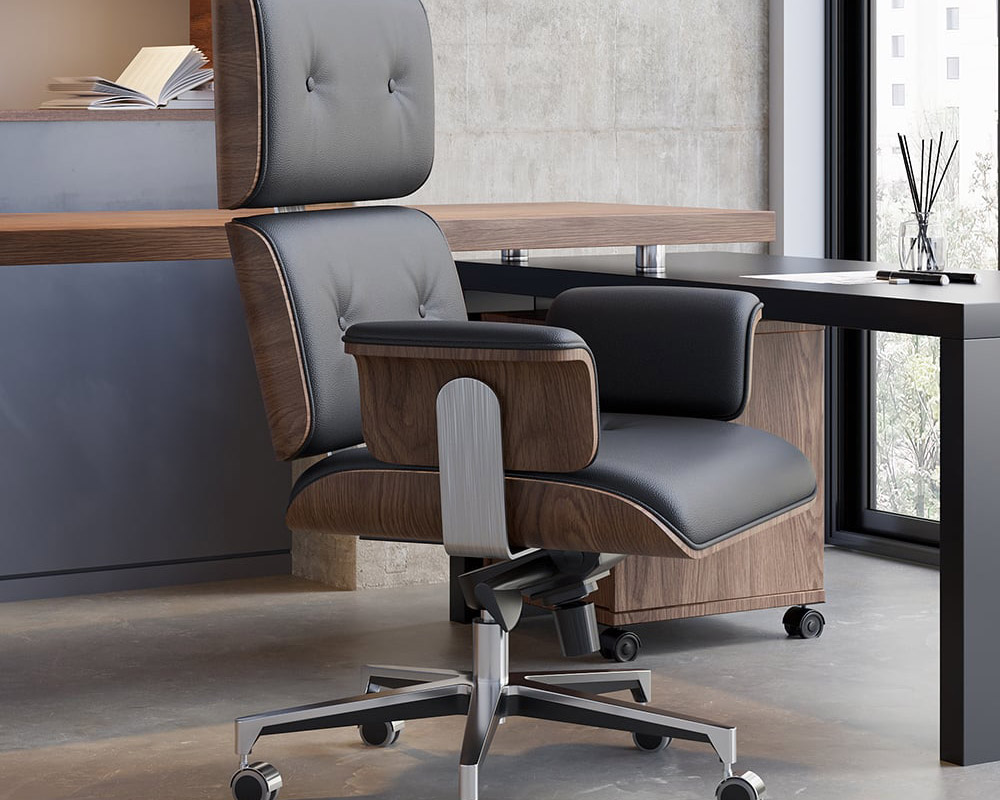HMR Modern L-Shape Executive Desk & Office Chair Set - Black, 70.9"L x 70.9"W x 29.5"H, Right Hand