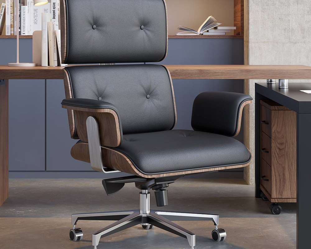 HMR Modern L-Shape Executive Desk & Office Chair Set - Black, 70.9"L x 70.9"W x 29.5"H, Right Hand