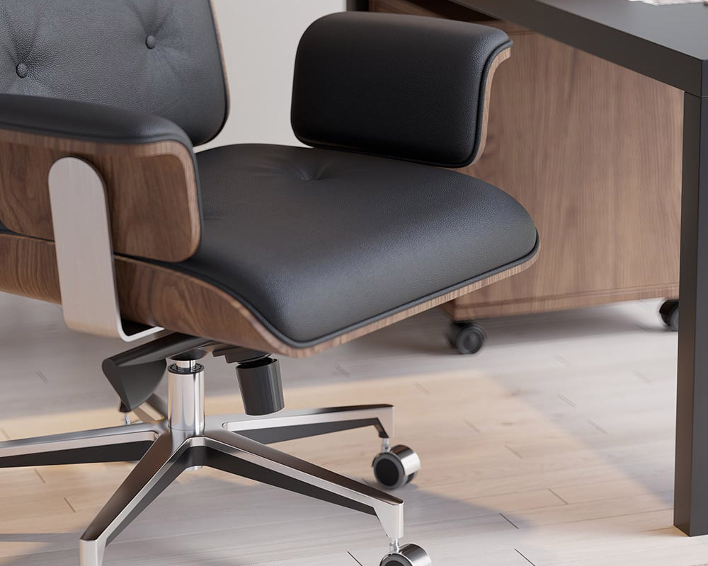 HMR Modern L-Shape Executive Desk & Office Chair Set - Black, 70.9"L x 70.9"W x 29.5"H, Right Hand