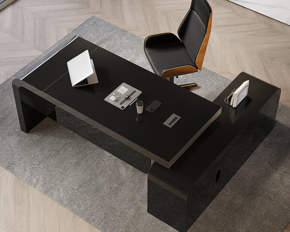 HMR Chicent L-shaped Modern Executive Desk with Ample Storage - Black, 70.9"L x 63.0"W x 29.9"H, Left Hand