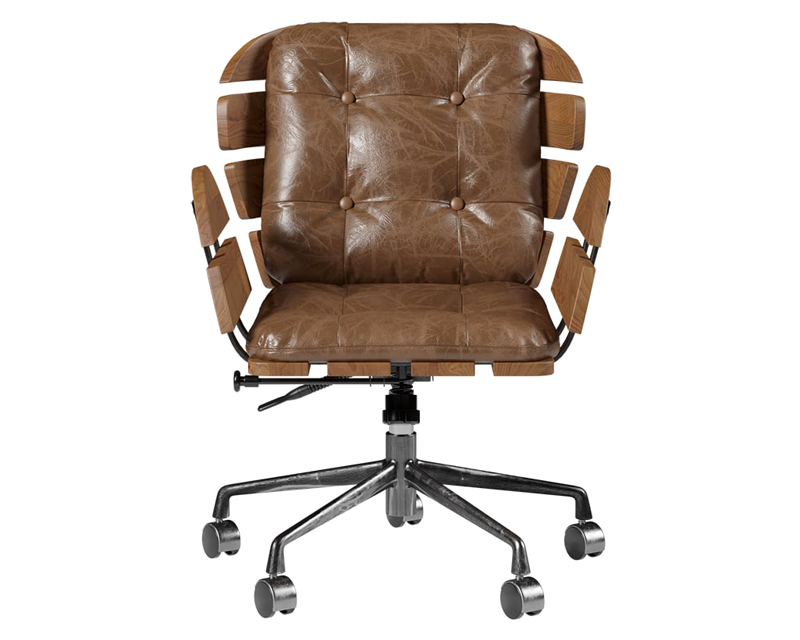 HMR Rustic Farmhouse Wooden Office Desk & Industrial Swivel Office Chair Set - Natural, 47.2"L x 23.6"W x 29.5"H