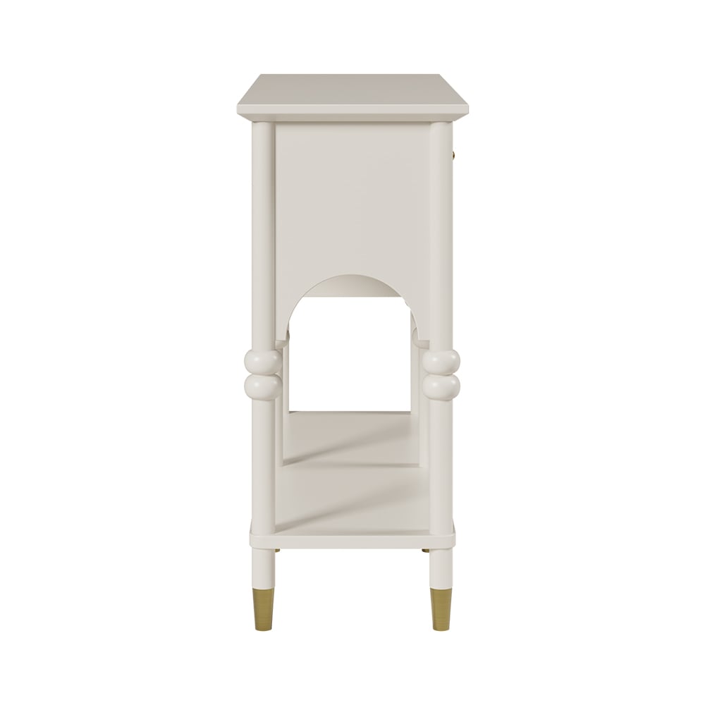 HMR - 39.4" Modern Farmhouse Console Table Wooden White Entryway Table with 2 Drawers & Shlef