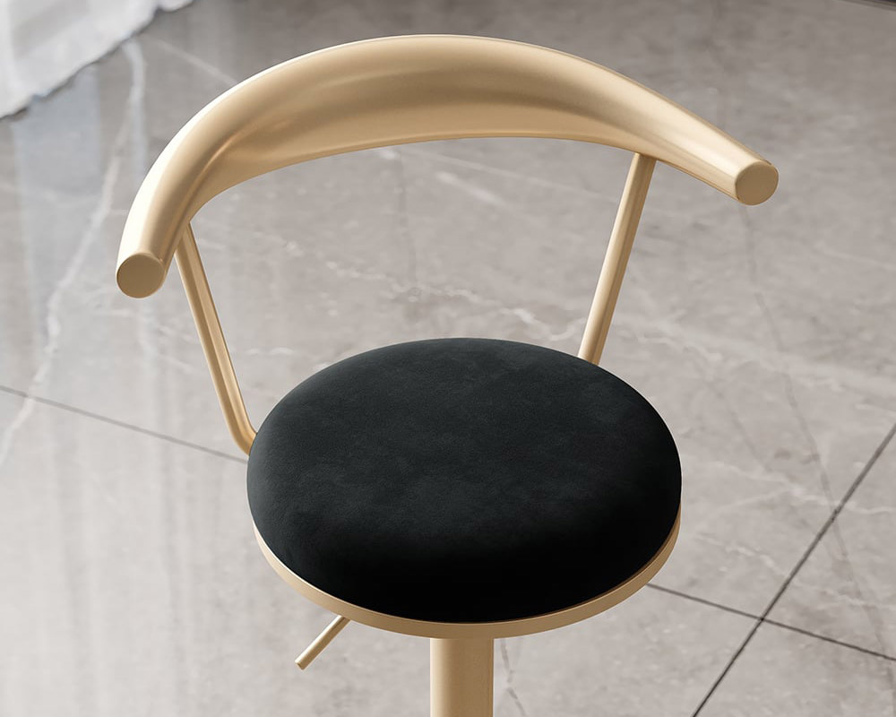 HMR Modern Adjustable Swivel Bar Stools with Velvet Upholstery (Set of 2) - Black