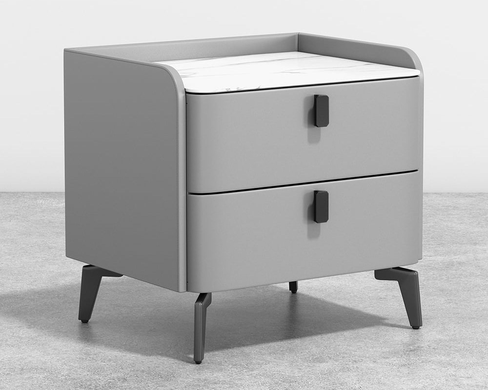 HMR Nightstand with 2-Drawer (Set of 2) - Gray, Faux Leather