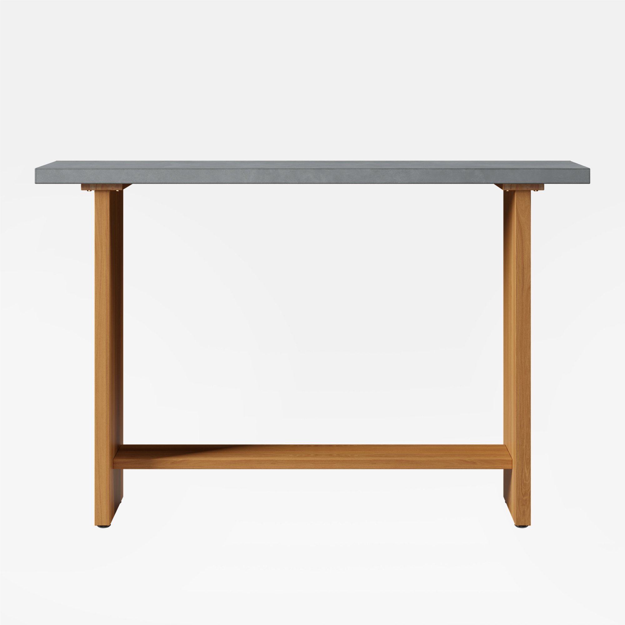 HMR - 55" Concrete Gray Bar Height Pub Table Kitchen Bar Table Solid Wood Natural Pedestal