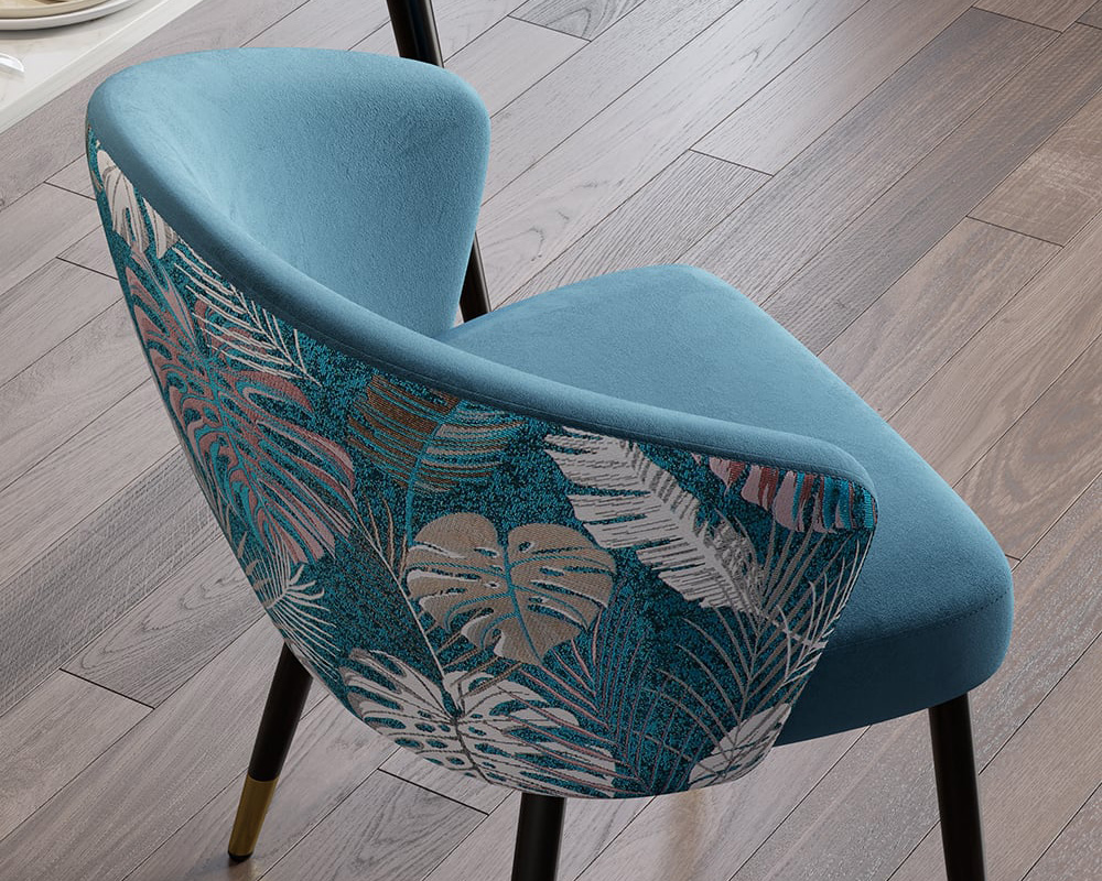 HMR Modern Dining Chairs with Velvet Upholstery - Blue, 8-Pieces