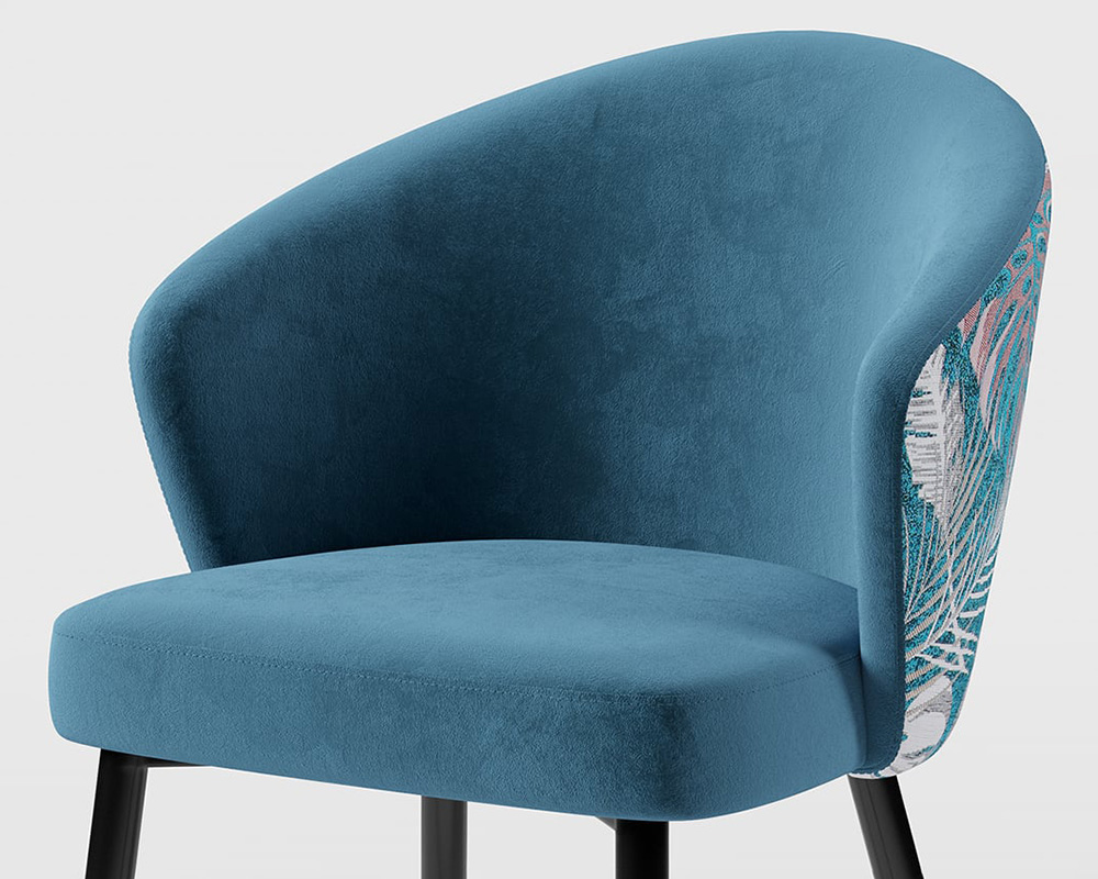 HMR Modern Dining Chairs with Velvet Upholstery - Blue, 8-Pieces