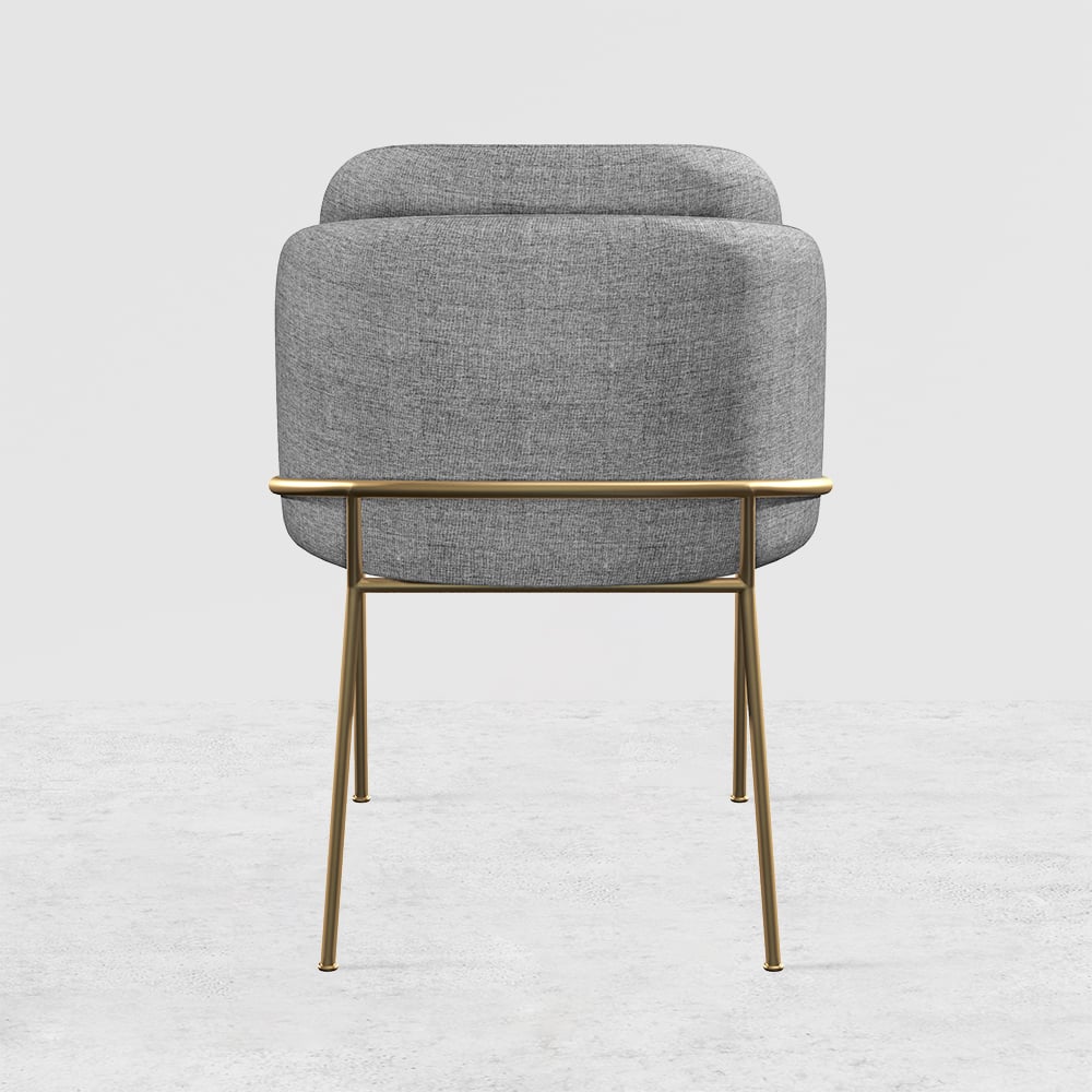HMR Linenic Series Modern Dining Chairs with Linen Upholstery - Gray/Gold, Single
