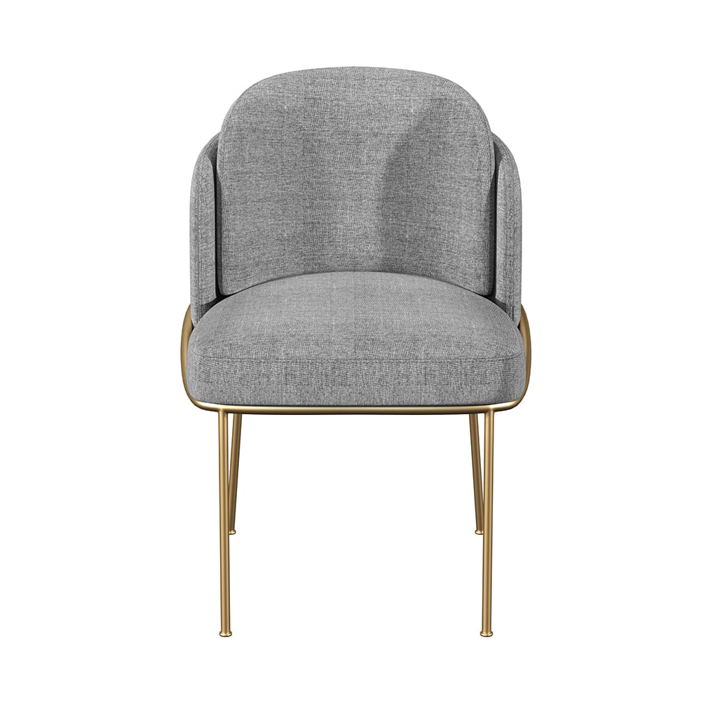 HMR Linenic Series Modern Dining Chairs with Linen Upholstery - Gray/Gold, Single
