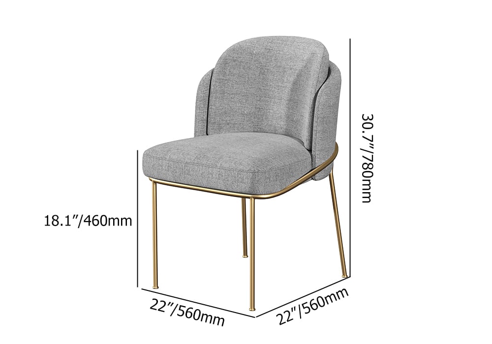 HMR Linenic Series Modern Dining Chairs with Linen Upholstery - Gray/Gold, Single