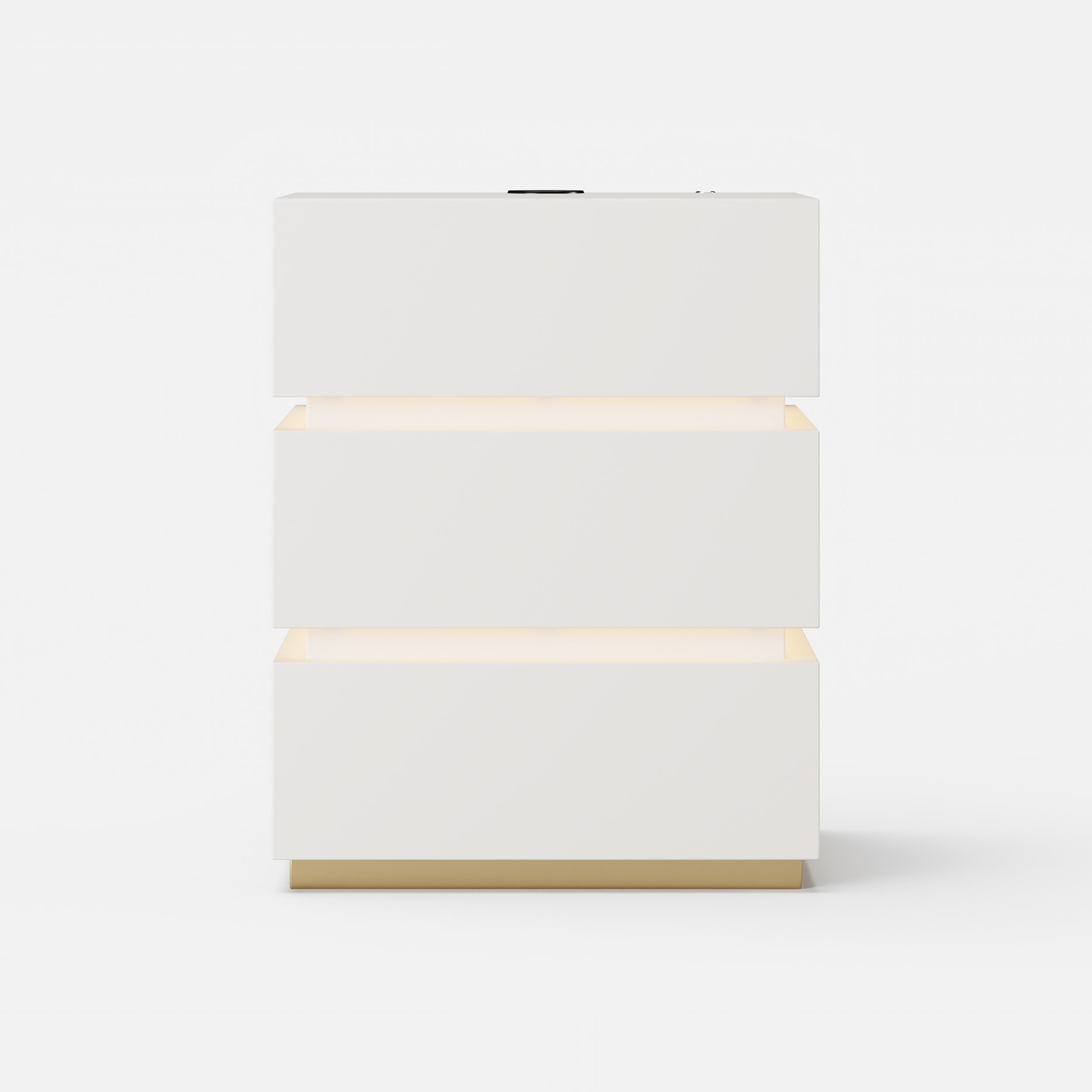 HMR Nightstand with Light & Charging Station - White, 3 Drawers, Set Of 2