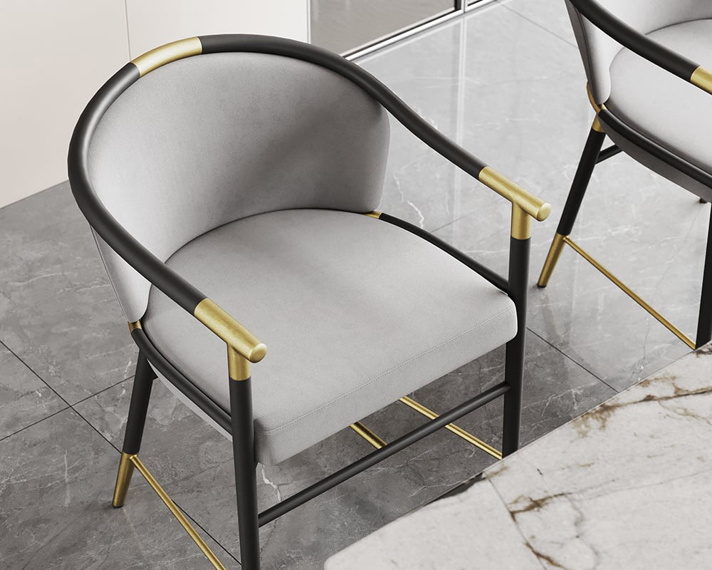 HMR Craines Series Modern Dining Chairs with Velvet Upholstery - Gray, Set of 2