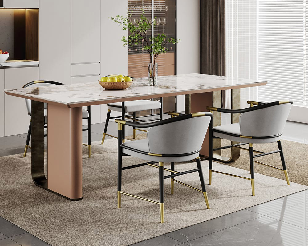 HMR Craines Series Modern Dining Chairs with Velvet Upholstery - Gray, Set of 2