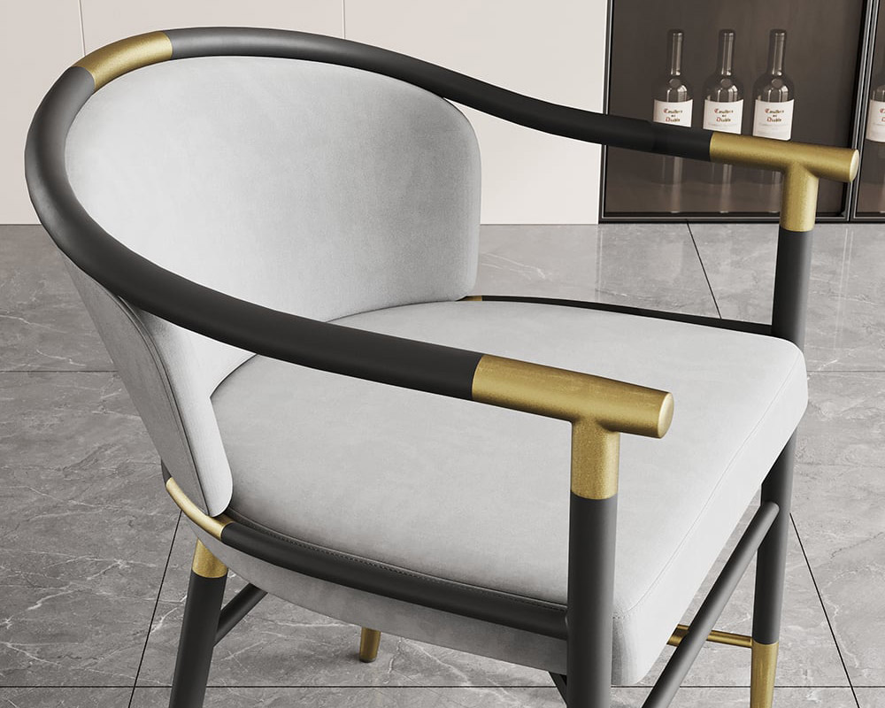HMR Craines Series Modern Dining Chairs with Velvet Upholstery - Gray, Set of 2