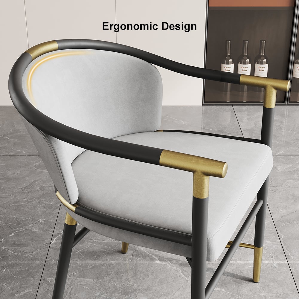 HMR Craines Series Modern Dining Chairs with Velvet Upholstery - Gray, Set of 2