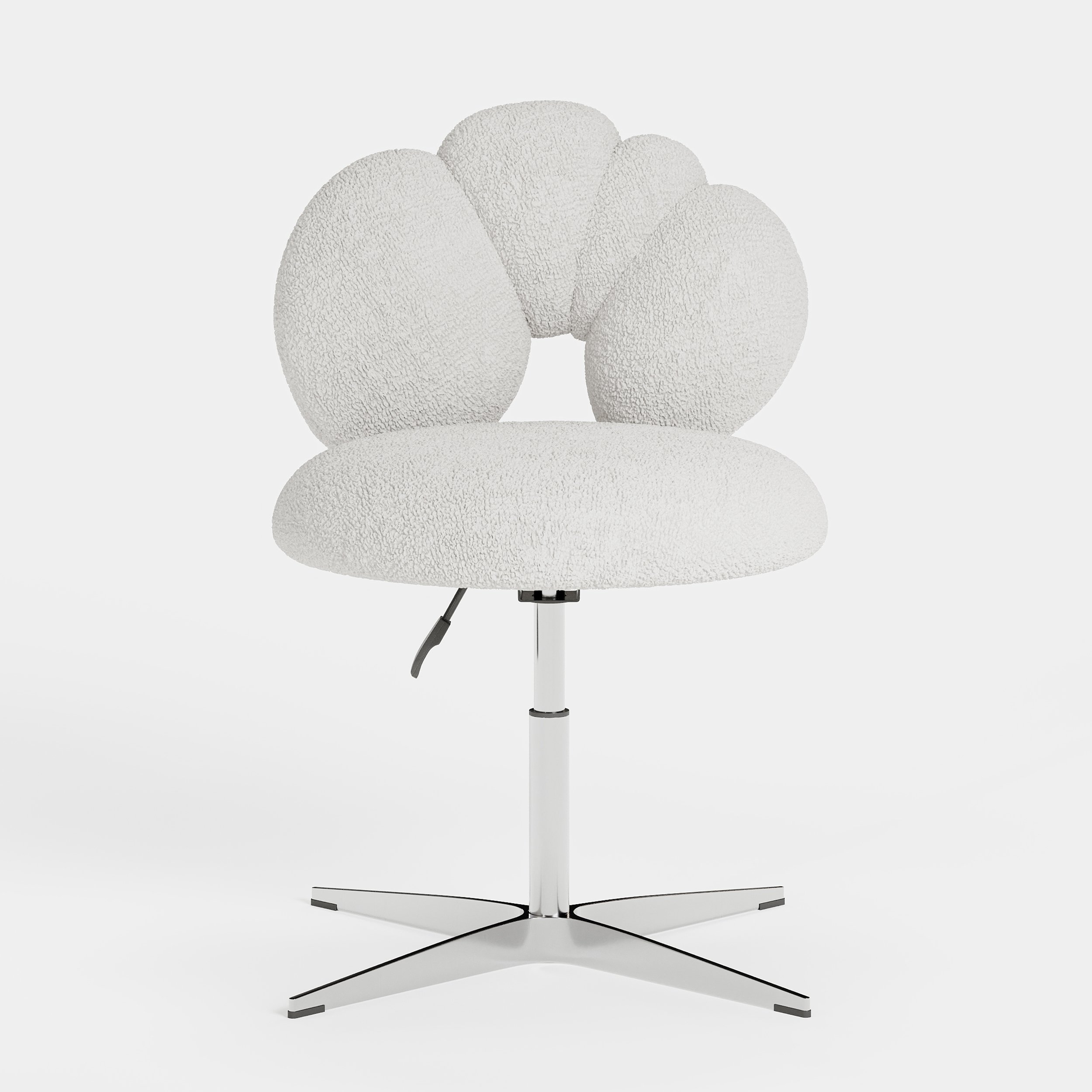 HMR - Modern Adjustable Swivel Lamb Wool Dining Room Chairs with Upholstery White