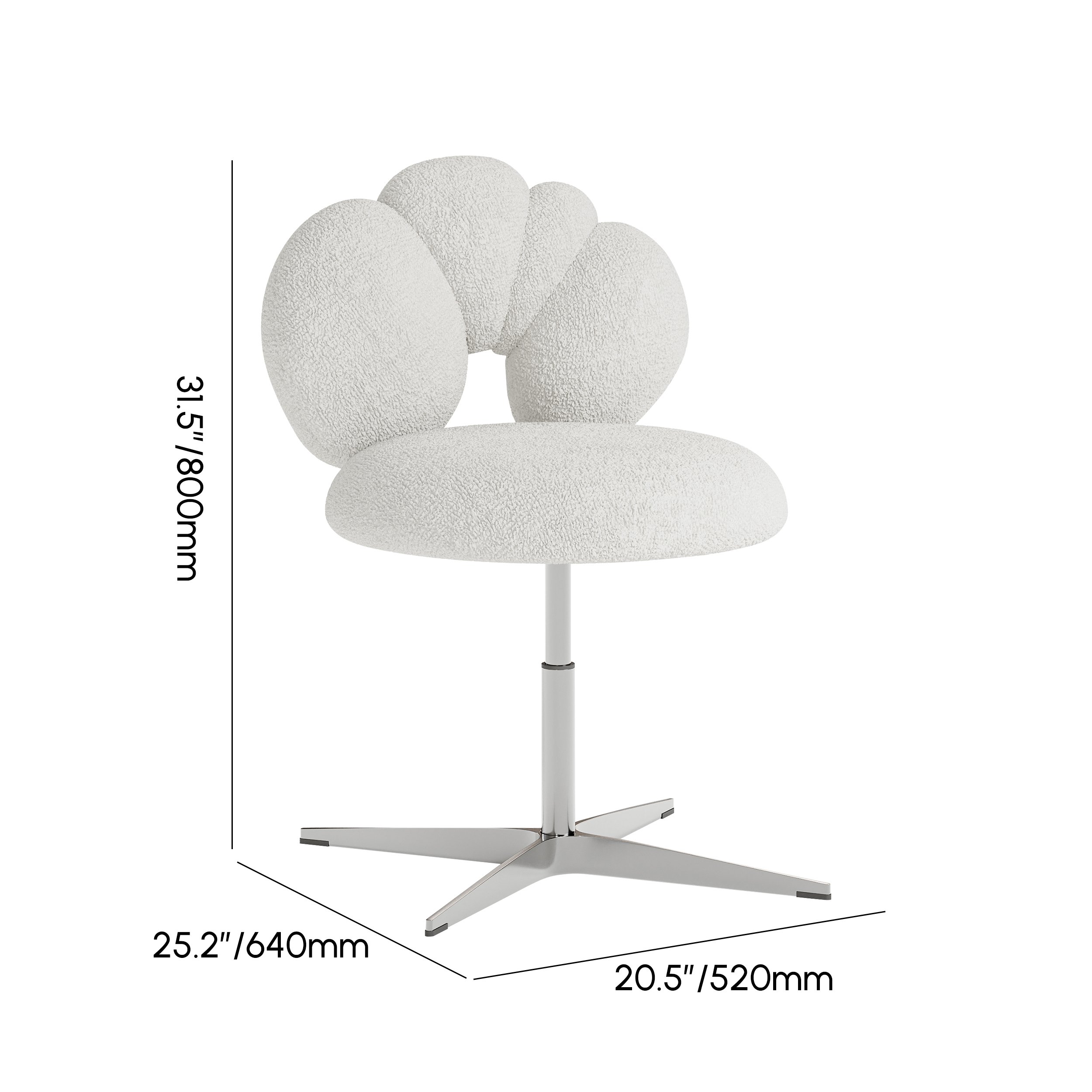 HMR - Modern Adjustable Swivel Lamb Wool Dining Room Chairs with Upholstery White