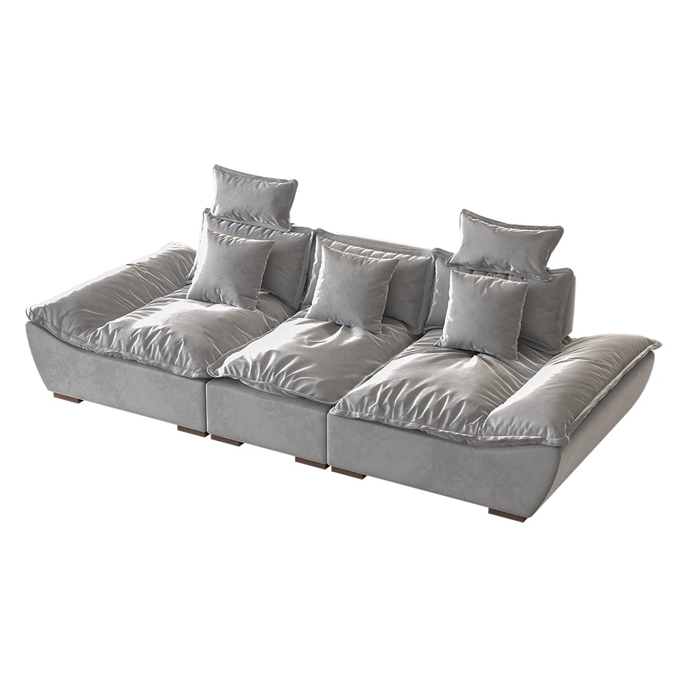 HMR 109.4" Modern Leath-Aire 3 Seater Deep Sofa with Adjustable Backrest Sailboat - Gray