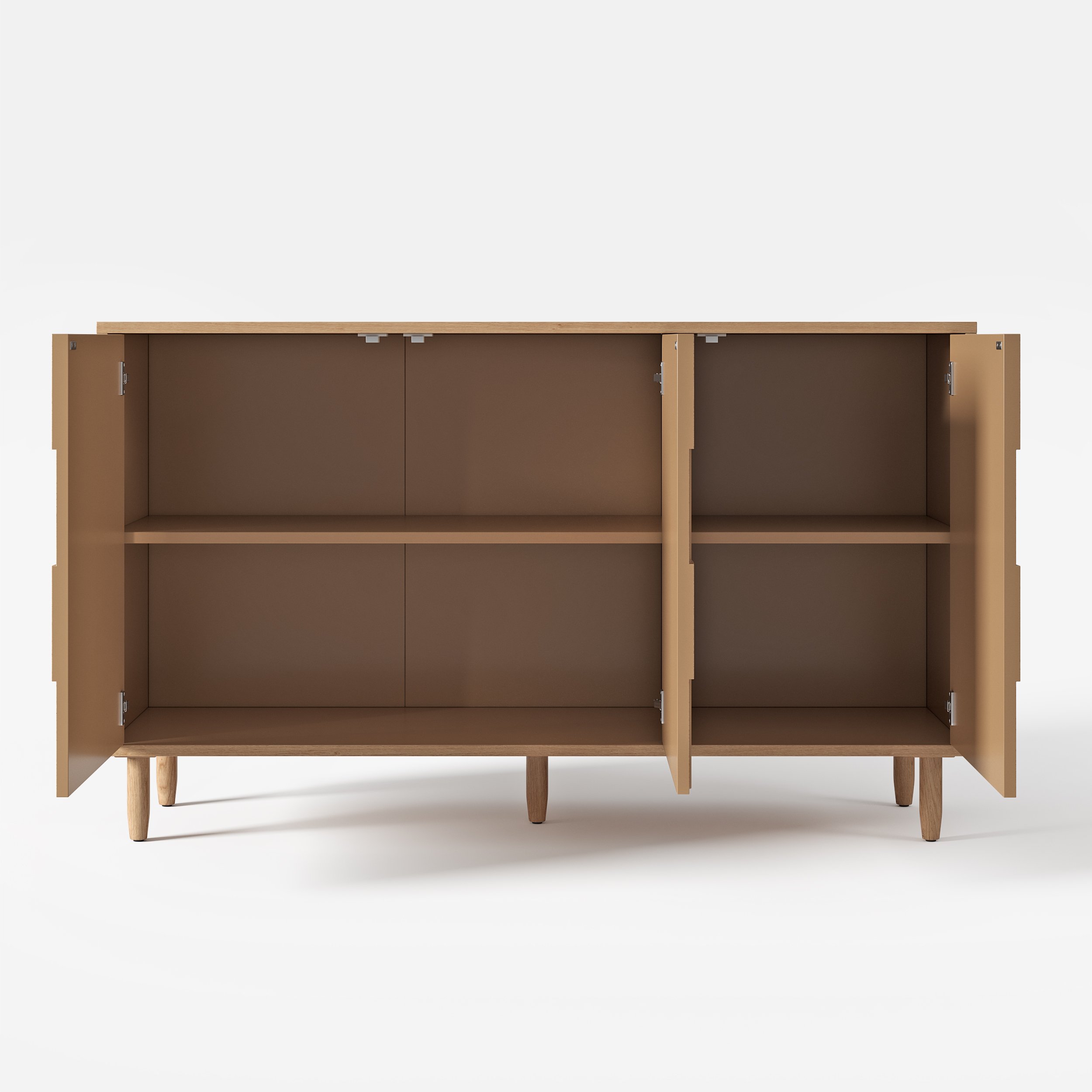 HMR - 60"W Sideboard Kitchen Buffet Table with 3 Doors & 2 Shelves
