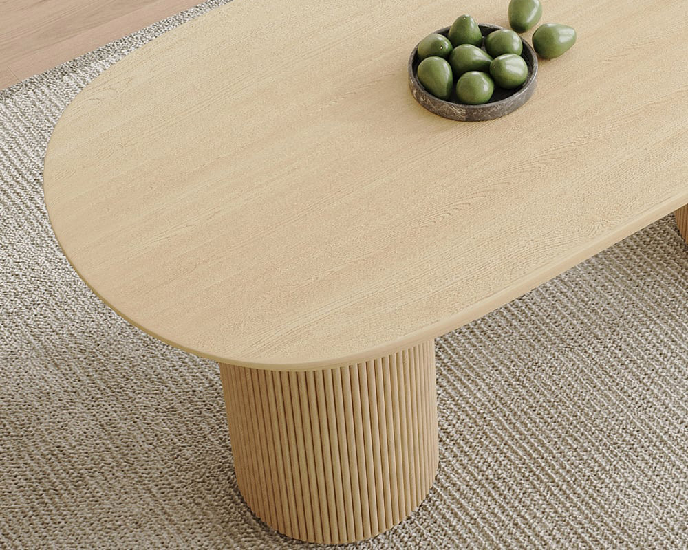HMR Japandi Style Oval Wood Dining Table - Natural 78.7" (Seats 6-8 People)