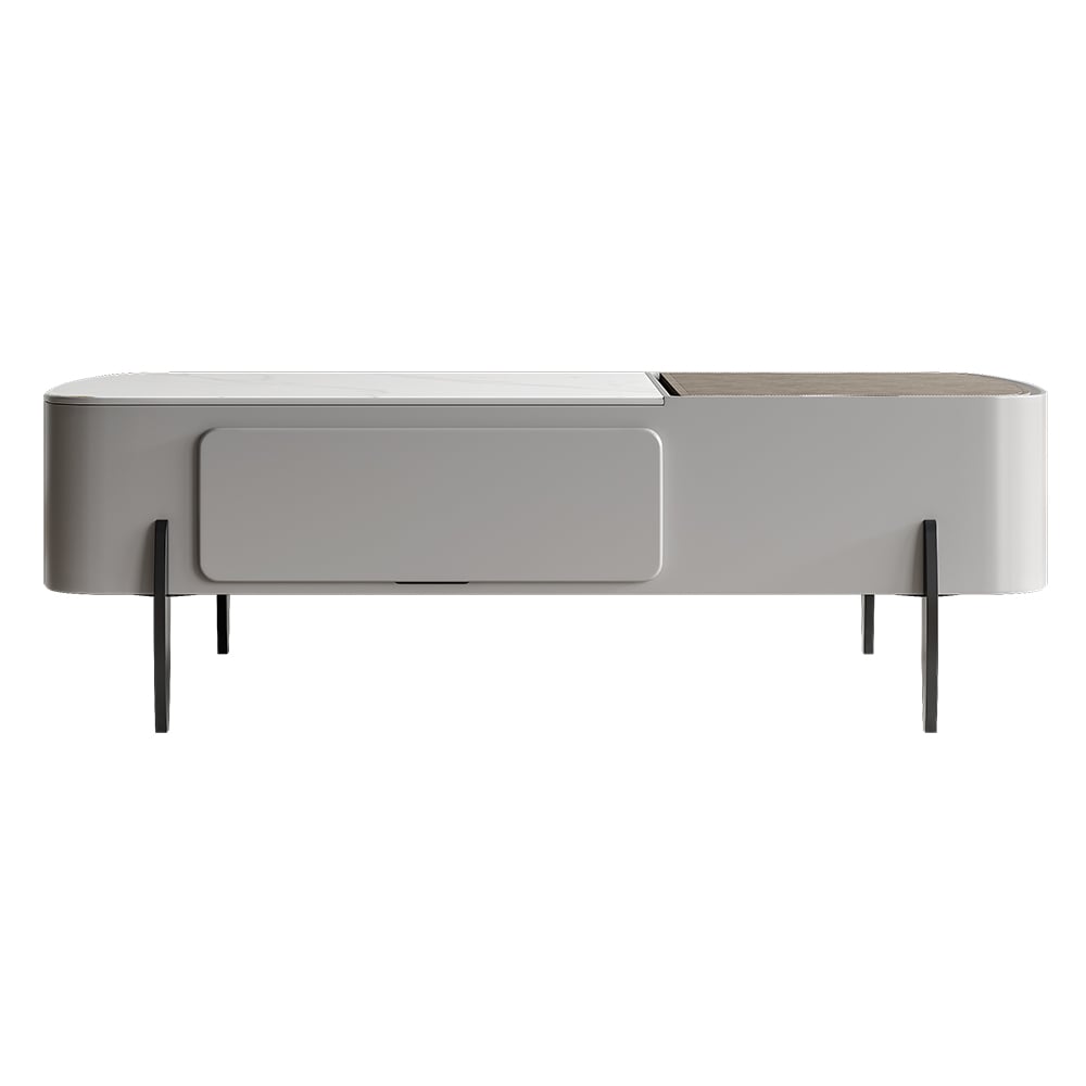 HMR - Galure Modern Light Gray Faux Marble Leather Lift Top Coffee Table with Storage