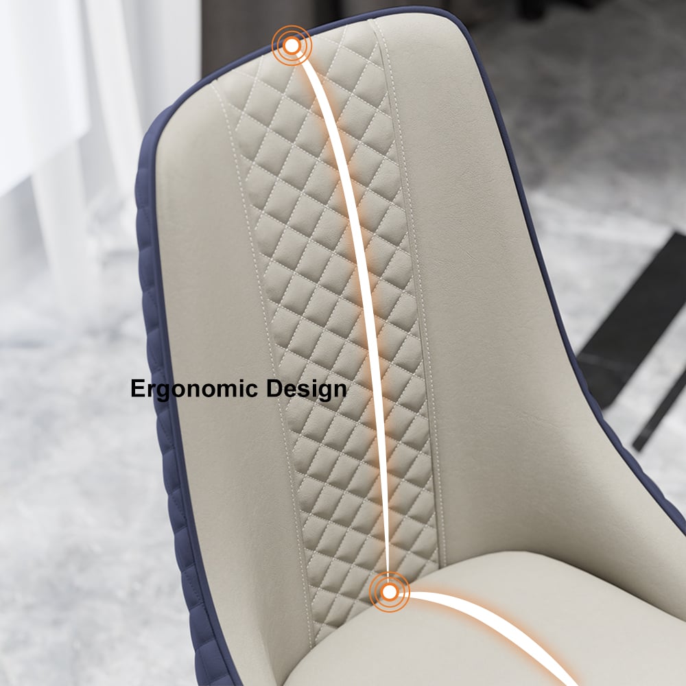 HMR Diamic Series Modern Faux Leather Dining Chairs with Upholstery - Blue, 2-Pieces
