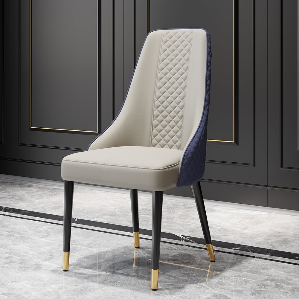 HMR Diamic Series Modern Faux Leather Dining Chairs with Upholstery - Blue, 2-Pieces
