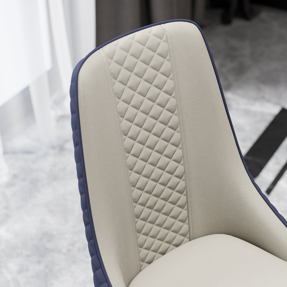 HMR Diamic Series Modern Faux Leather Dining Chairs with Upholstery - Blue, 2-Pieces