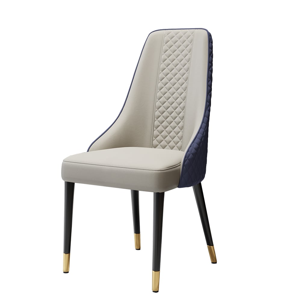 HMR Diamic Series Modern Faux Leather Dining Chairs with Upholstery - Blue, 2-Pieces