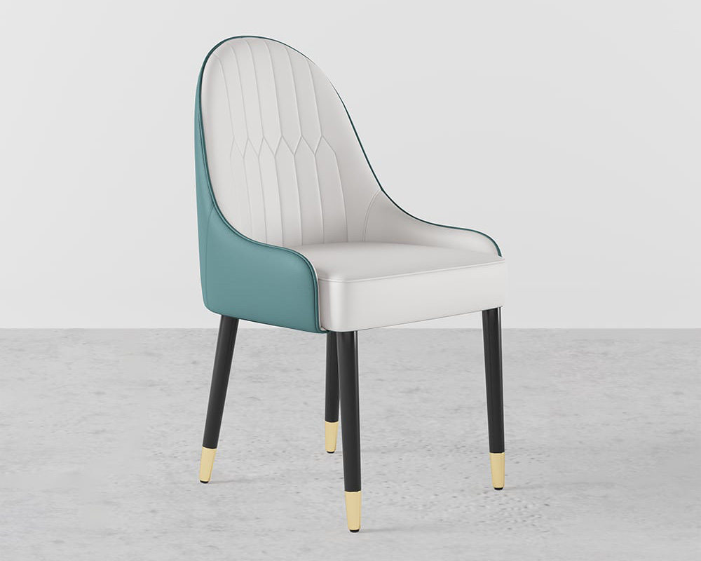 HMR Darg Series Modern PU Leather Upholstery Dining Chairs - Off-White, Set of 6