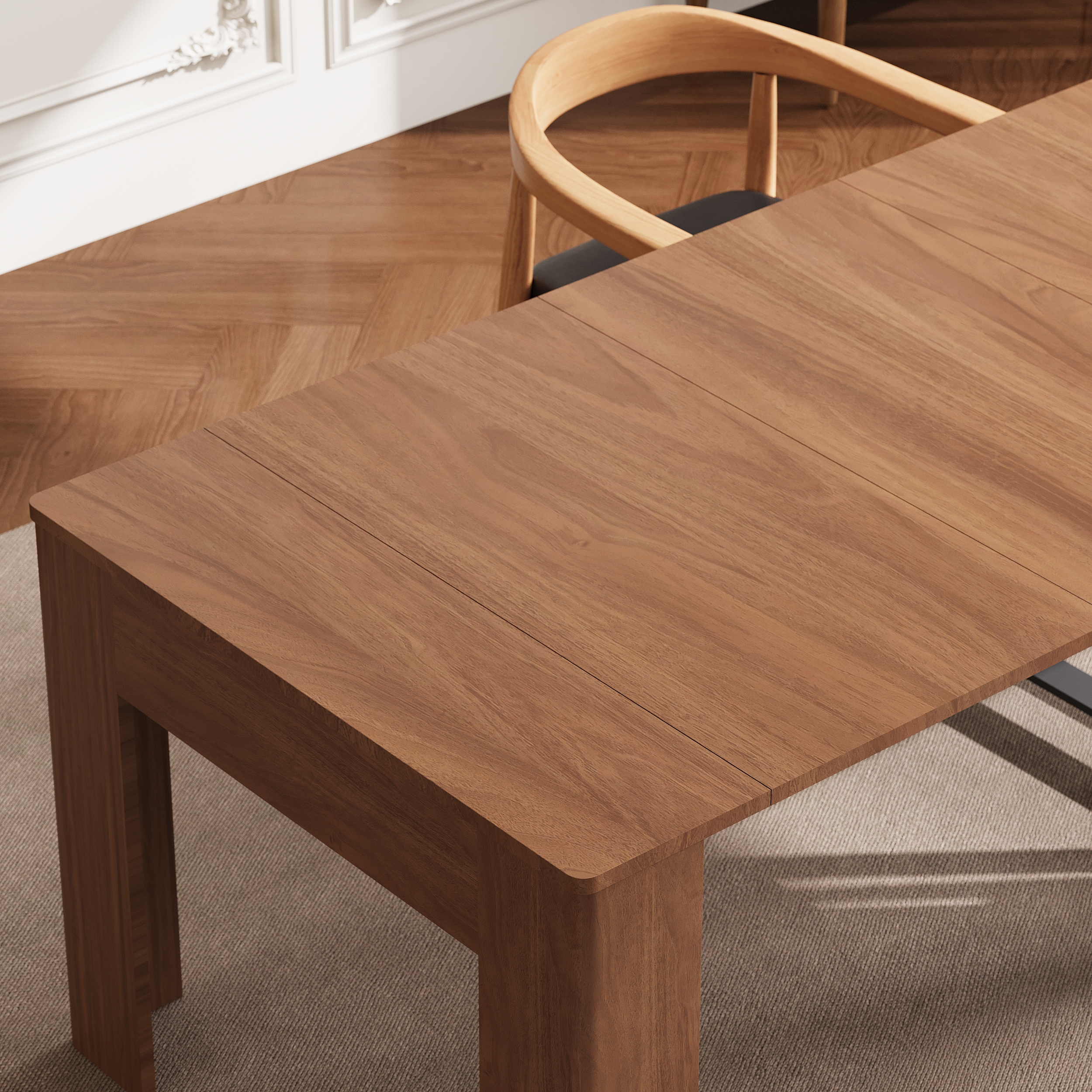 HMR - 20"-118" Country Rectangle Folding Rubber Wood Dining Table Walnut Seats 10-12