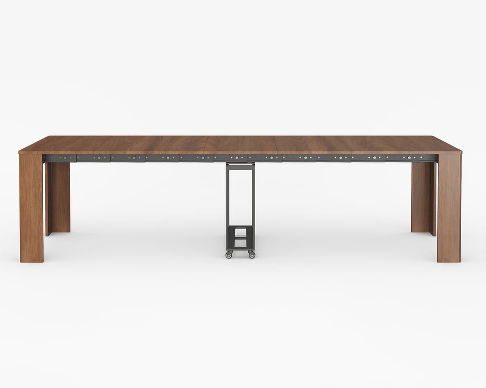 HMR - 20"-118" Country Rectangle Folding Rubber Wood Dining Table Walnut Seats 10-12