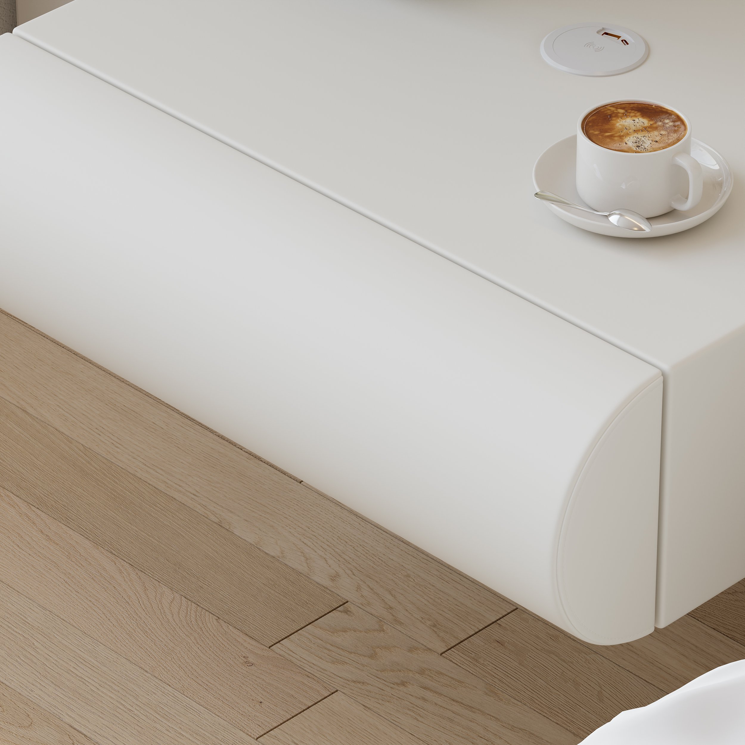 HMR Humply Modern Leather Smart Nightstand with Wireless Charger Drawers - White, 1-Drawer, Single